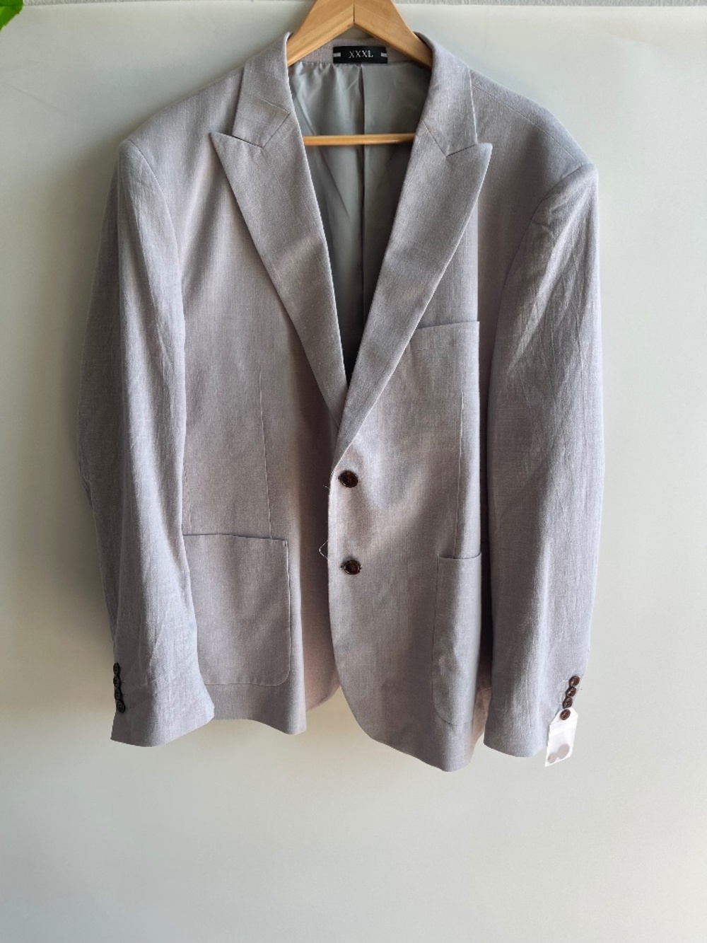 Men’s Linen Blend Suit Set XXXL Light Gray Blazer & Pants Summer Wedding